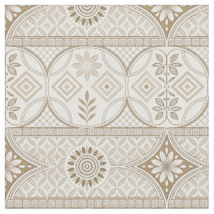Ornate Geometric Floral Tile Pattern Fabric