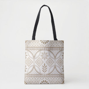 Ornate Geometric Floral Tile Pattern Tote Bag