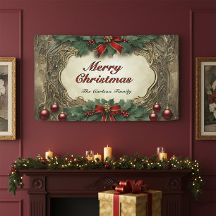Ornate Gilded Victorian Christmas Wreath Banner