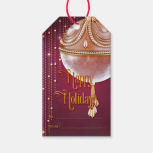 Ornate Glass Bulb Happy Holidays Gift Tags