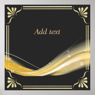 Ornate gold and black design template, poster