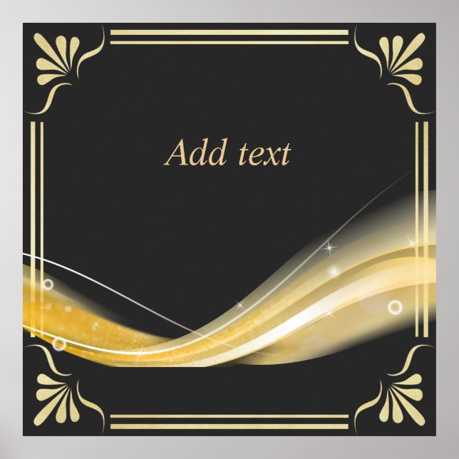 Ornate gold and black design template, poster (Front)