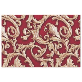 Ornate Gold Baroque Floral Damask Red Velvet