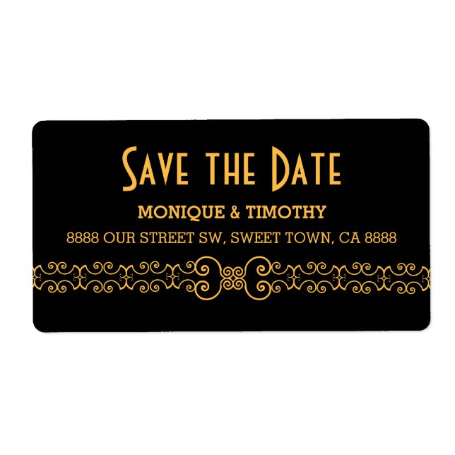 Ornate Gold Belt - Gold Black Save the Date (Front)
