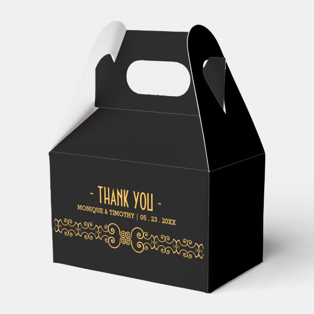 Ornate Gold Belt - Gold Black Thank You Favour Box (Front Side)