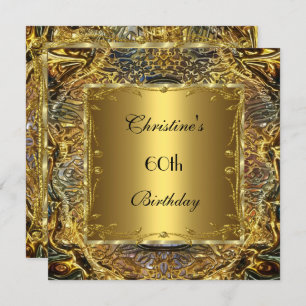 Ornate Gold Black 60th Birthday Elegant Invite 2