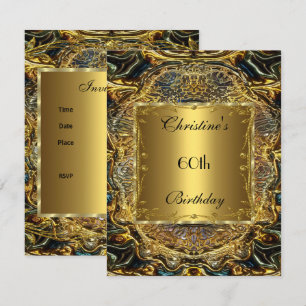 Ornate Gold Black 60th Birthday Elegant Invite 3