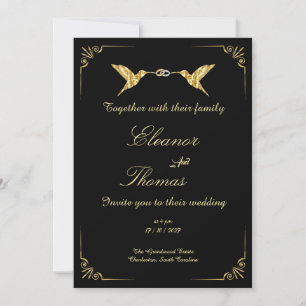 Ornate Gold Border Classic minimalist Wedding Invitation