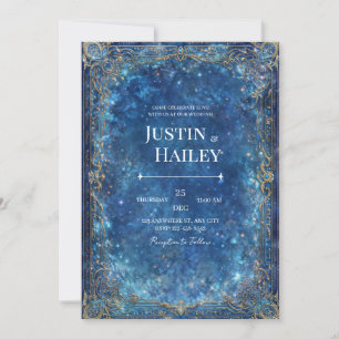 Ornate Gold Celestial Galaxy Wedding Invitation