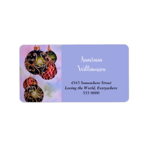 ORNATE GOLD CHRISTMAS ORNAMENTS ADDRESS LABEL