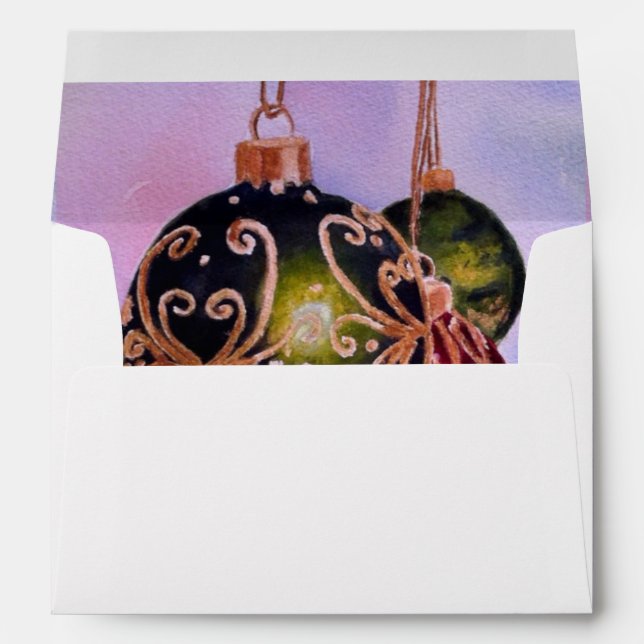 ORNATE GOLD CHRISTMAS ORNAMENTS PEACEFUL JOY ENVELOPE (Back (Bottom))