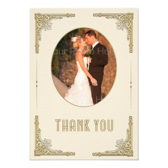 Ornate Gold Corners, Art Deco, Photo Thank You Card