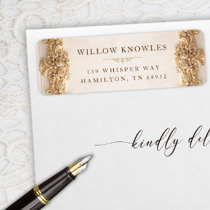 Ornate Gold Floral Border Vintage Address Label
