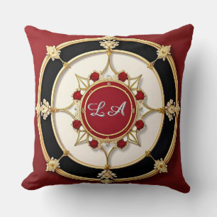 Ornate Gold Floral Design Cushion