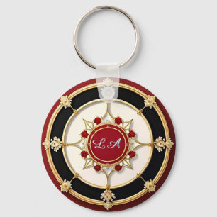 Ornate Gold Floral Design Key Ring