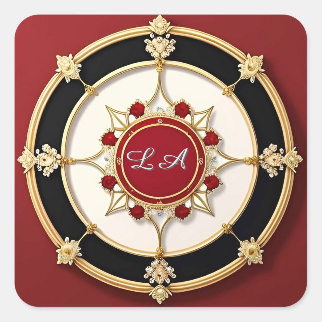 Ornate Gold Floral Design Square Sticker (Front)