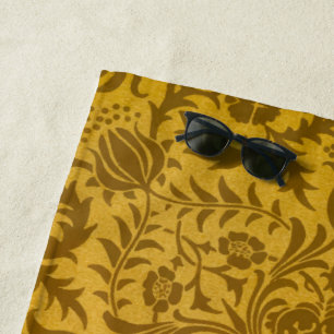 Ornate gold floral pattern with symmetrical beach towel