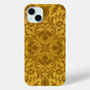 Ornate gold floral pattern with symmetrical iPhone 15 mini case