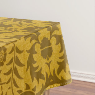 Ornate gold floral pattern with symmetrical tablecloth