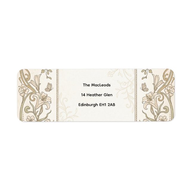Ornate Gold Floral Return Address Label (Front)