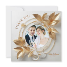 Ornate Gold Floral Wedding Thank You Card