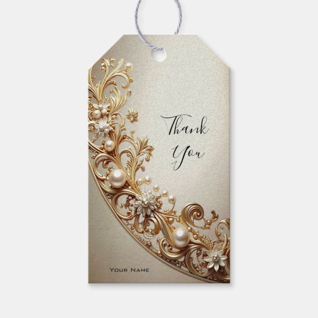 Ornate Gold Flourish Gift Tag (Front)