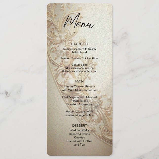 Ornate Gold Flourish Menu (Front)