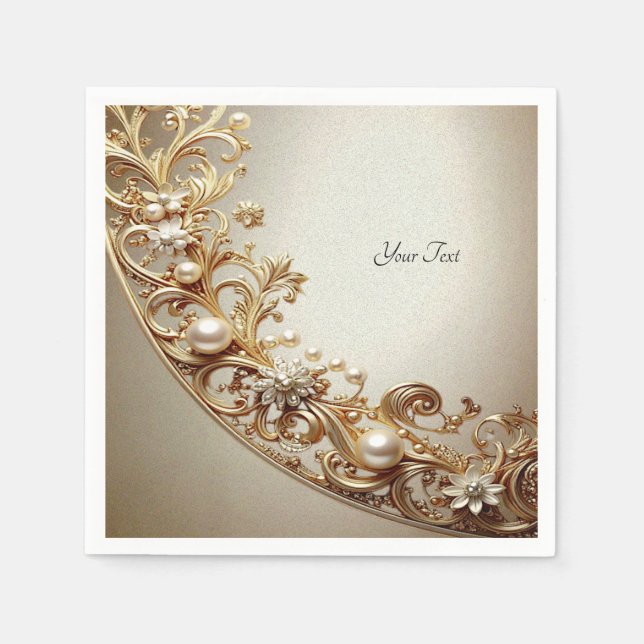 Ornate Gold Flourish Napkin (Front)