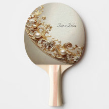 Ornate Gold Flourish Ping Pong Paddle