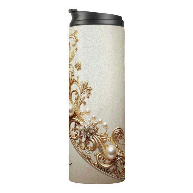 Ornate Gold Flourish Thermal Tumbler (Rotated Right)