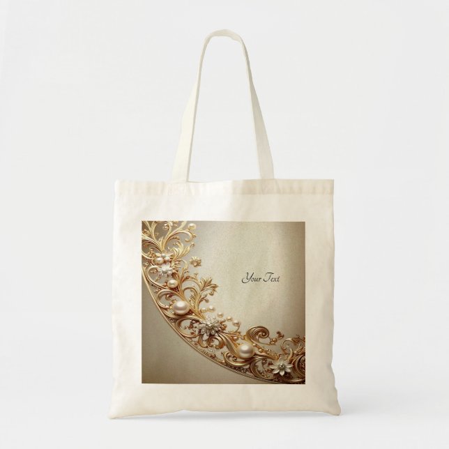 Ornate Gold Flourish Tote Bag (Front)