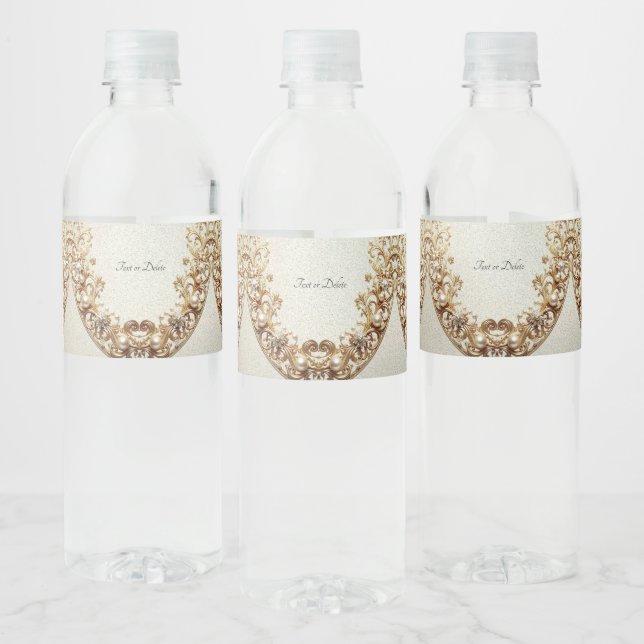 Ornate Gold Flourish Water Bottle Label (Bottles)