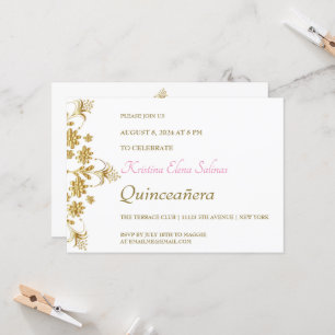 Ornate Gold Flowers Party Invitation