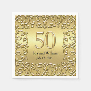 Ornate Gold Frame 50th Anniversary Napkin