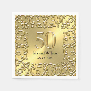 Ornate Gold Frame 50th Anniversary Napkin