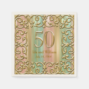 Ornate Gold Frame 50th Anniversary Napkin