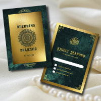 Ornate Gold Frame & Emerald Green Muslim Wedding