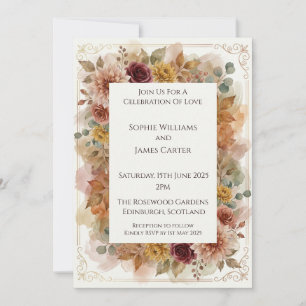 Ornate Gold Frame Floral Invitation