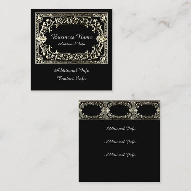 Ornate Gold Frame   Square Business Card (Front/Back)