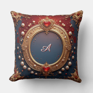 Ornate Gold Frame With Heart Gem Cushion
