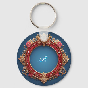 Ornate Gold Frame With Heart Gem Key Ring