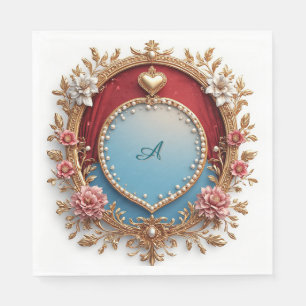 Ornate Gold Frame With Heart Gem Napkin