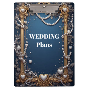 Ornate Gold Frame With Pearls and Heart Accents Clipboard