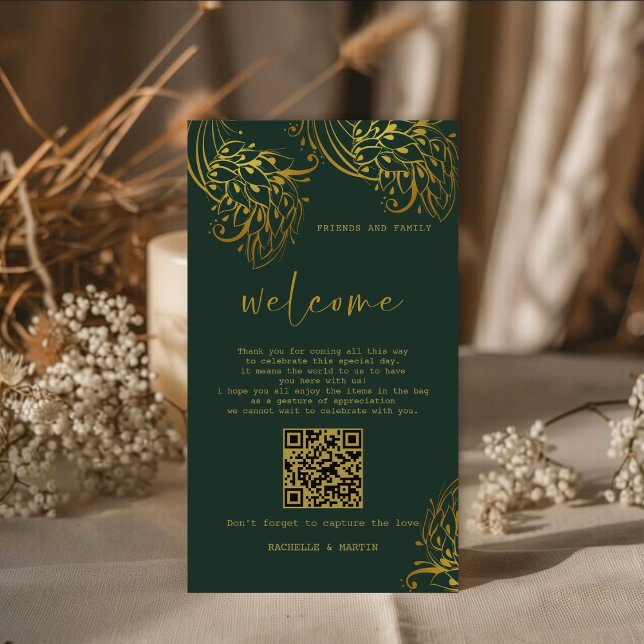 Ornate Gold Frills Welcome Gift Bag Place Cards (Creator Uploaded)