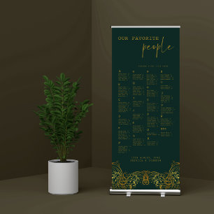 Ornate Gold Frills Welcome Wedding Seating Chart Retractable Banner