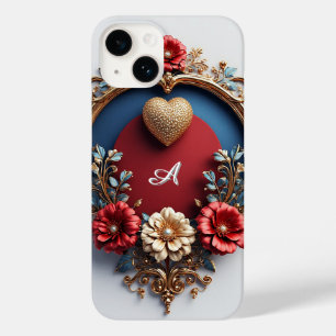 Ornate Gold Heart Frame With Pearl Bead Case-Mate iPhone 14 Case