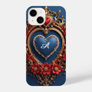 Ornate Gold Heart Frame With Pearl Bead iPhone 14 Case