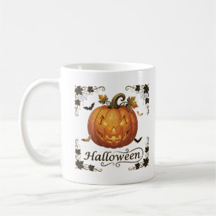 Ornate Gold Jack-o'-Lantern Halloween Art Coffee Mug