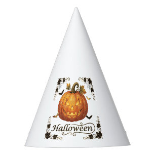 Ornate Gold Jack-o'-Lantern Halloween Art Party Hat
