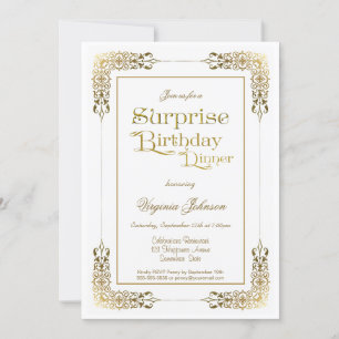 Ornate Gold Lace Surprise Birthday Dinner Party Invitation